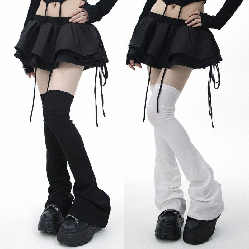 Y2K Leg Stockings Black White  - Knee Sleeve Pair ulasan dan harga