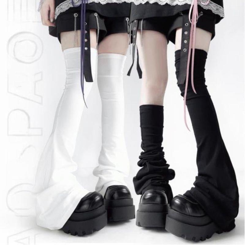 Y2K Leg Stockings Black White  - Knee Sleeve Pair ulasan dan harga